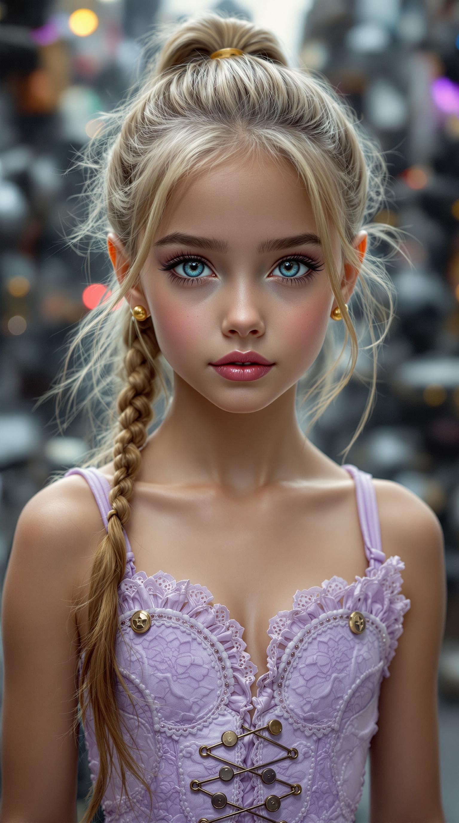 AI generated: a professional photo of a exceptionally beautiful girl in the world (age 7), (seven year old), highl...