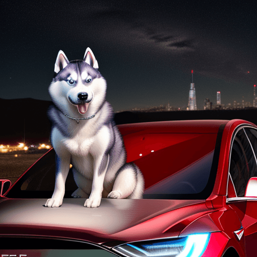AI generated: husky dog ​​on a tesla car, drinking coke, with the universe in the background
husky dog ​​on a tesl...