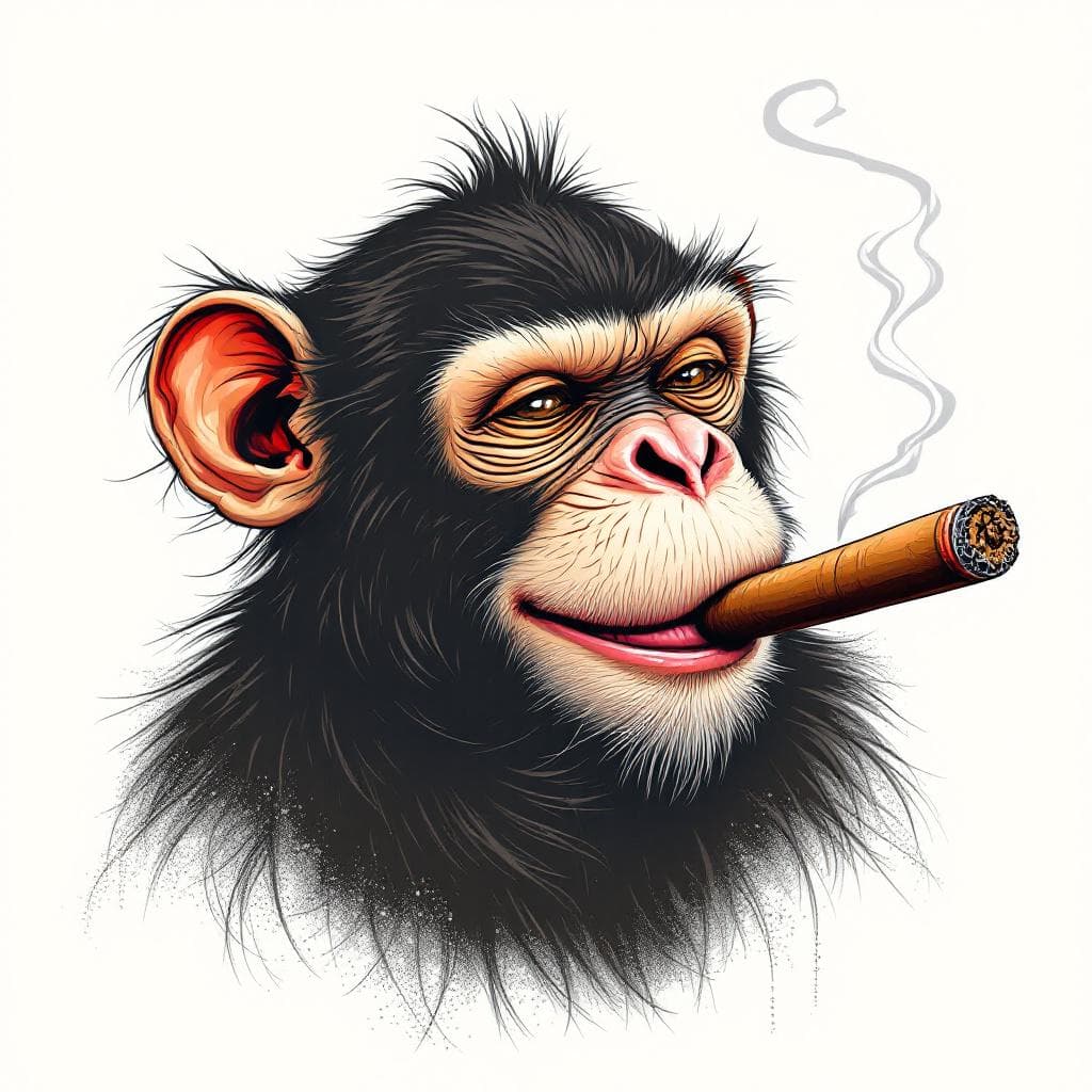 AI generated: Monkey Smoke A cigar And smile 
