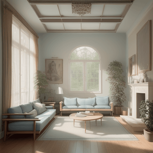 AI generated: High resolution photography interior design, dreamy sunken living room conversation pit, wooden floo...
