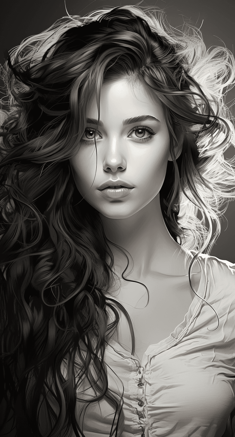 AI generated: free pencil drawings, in the style of beautiful women, magali villeneuve, vicente romero redondo, ra...