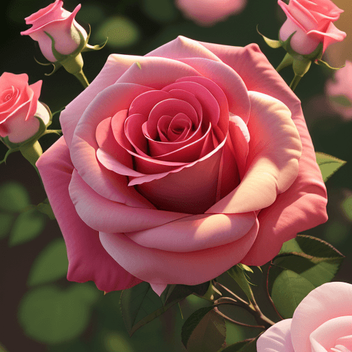AI generated: roses in bloom, rose buds, flower garden, vivid colors, color grading, red, pink, yellow, white, mor...
