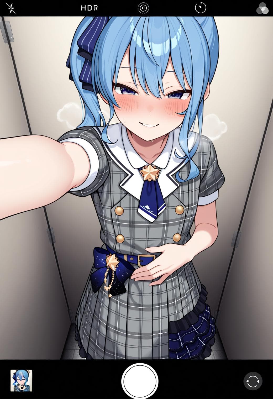 cramped toilet stall (without toilet)
