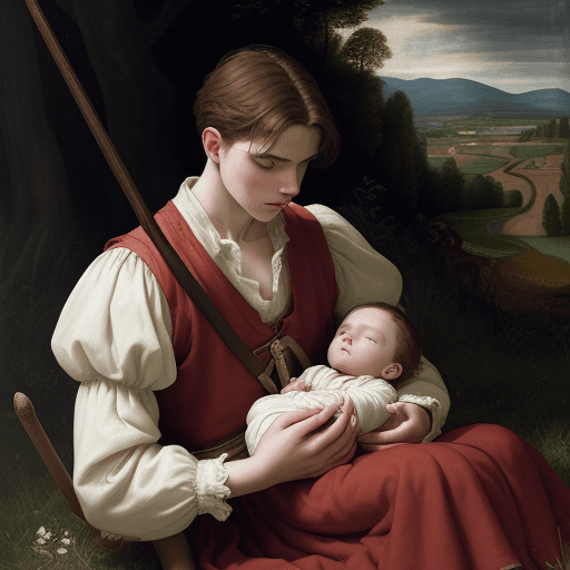 AI generated: "Create a Renaissance-inspired painting depicting a pastoral scene with a dramatic and moody atmosph...