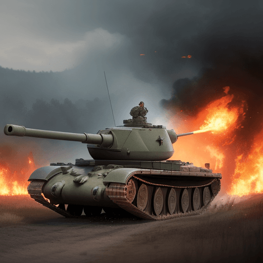 DreamShaper prompt: tanks on battlefield, fire