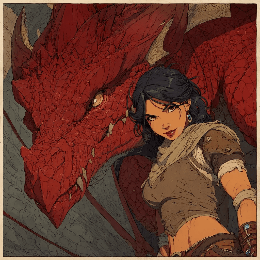 AI generated: Brave and kind-hearted, full body short of young beautiful black hair barbarian woman with her huge ...