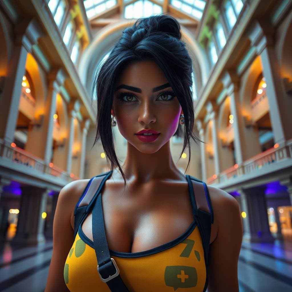 AI generated: This female bounty hunter is a true work of art, with a striking blend of African and Asian features...