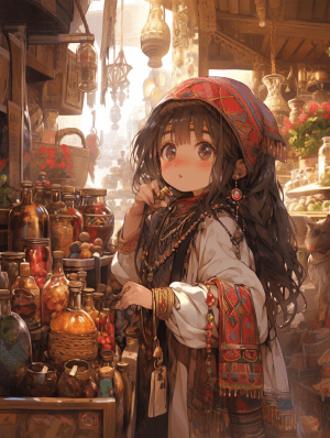 AI generated: Ancient Mesopotamia, Babylonian Dynasty 400-year old curious girl, sparkling eyes, inquisitive and a...