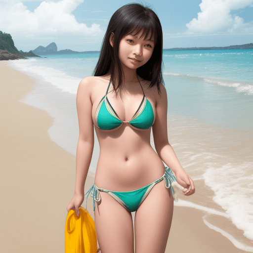 AI generated: An asian girl with bikini on the beach