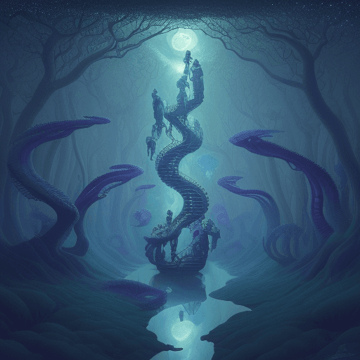 AI generated: A surreal fantasy painting inspired by the works of M.C. Escher and Philip K, Astronaut  on the moon...