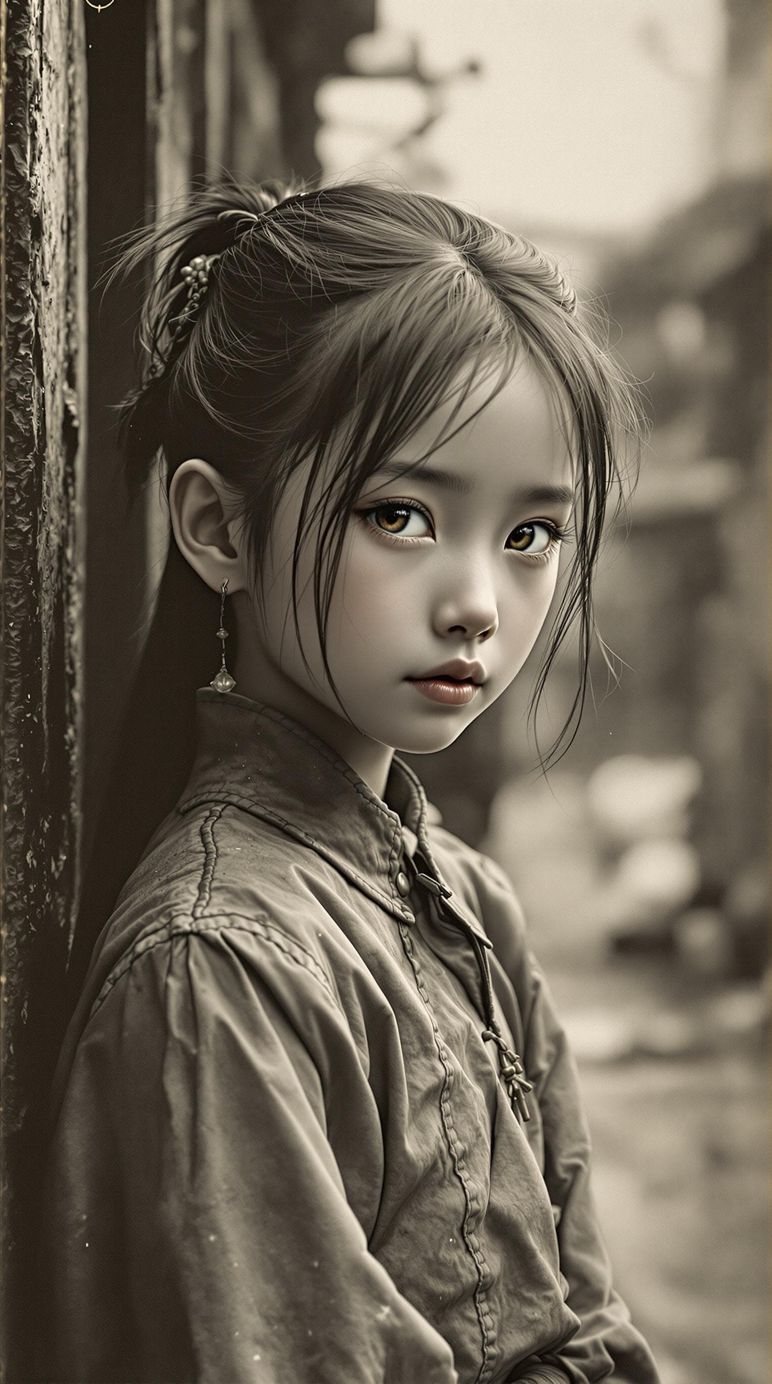 AI generated: a professional vintage black and white photo (paper has aged over time), of a exceptionally of the m...