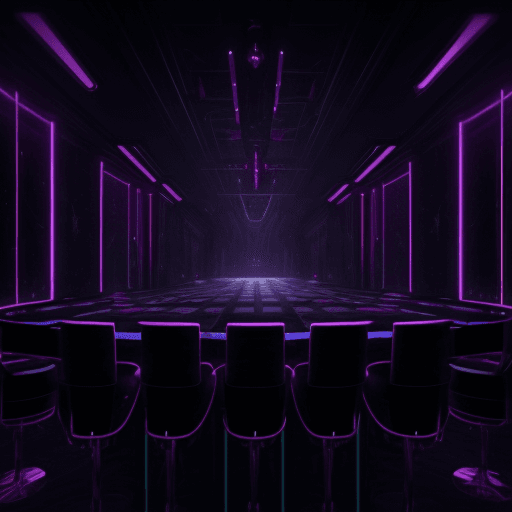 AI generated: ultra realism animated High resolution interior design, dystopian nightclub where young adult male i...