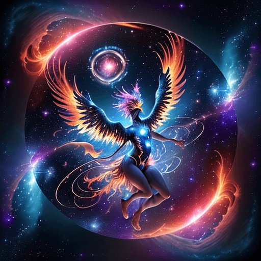 AI generated: Imagine and detail very clearly: the exciting rebirth of an energetic being in the vast void of spac...