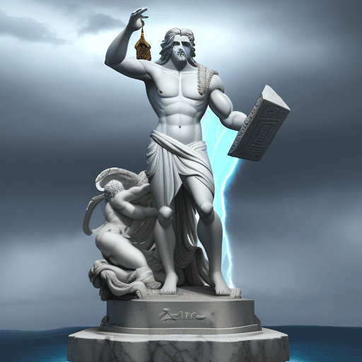 AI generated: god zeus of greek mythology sims like a human not like a statue , he launch storm, fantasy and hd im...