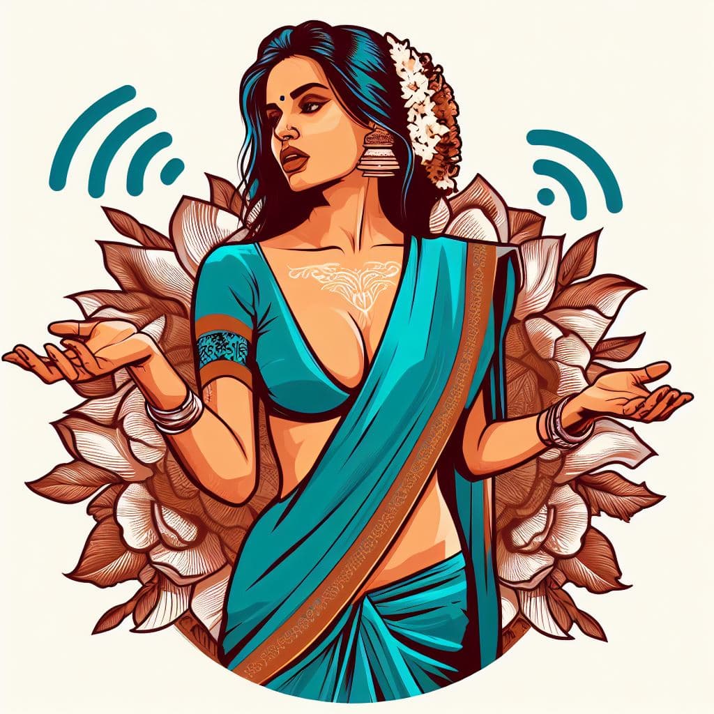 AI generated: Create a vectorial image of a adult-themed Kerala beauty, a Kerala girl representing the absence of ...