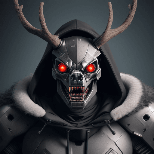 AI generated: A hyper-realistic close-up photograph of a robot, screaming and ready to attack. The face is  half s...