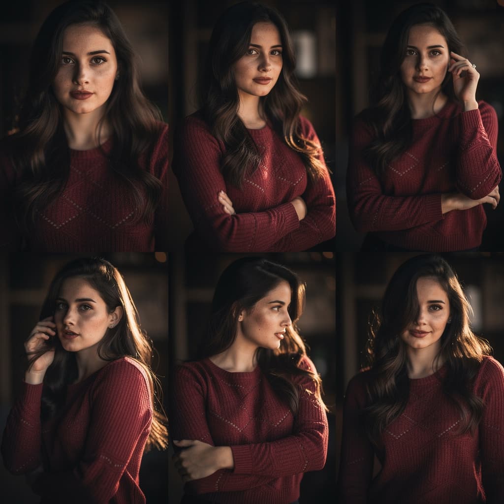 AI generated: cinematic image with dark shadows and high contrast, A fit 30yo woman with long, dark brown hair cas...