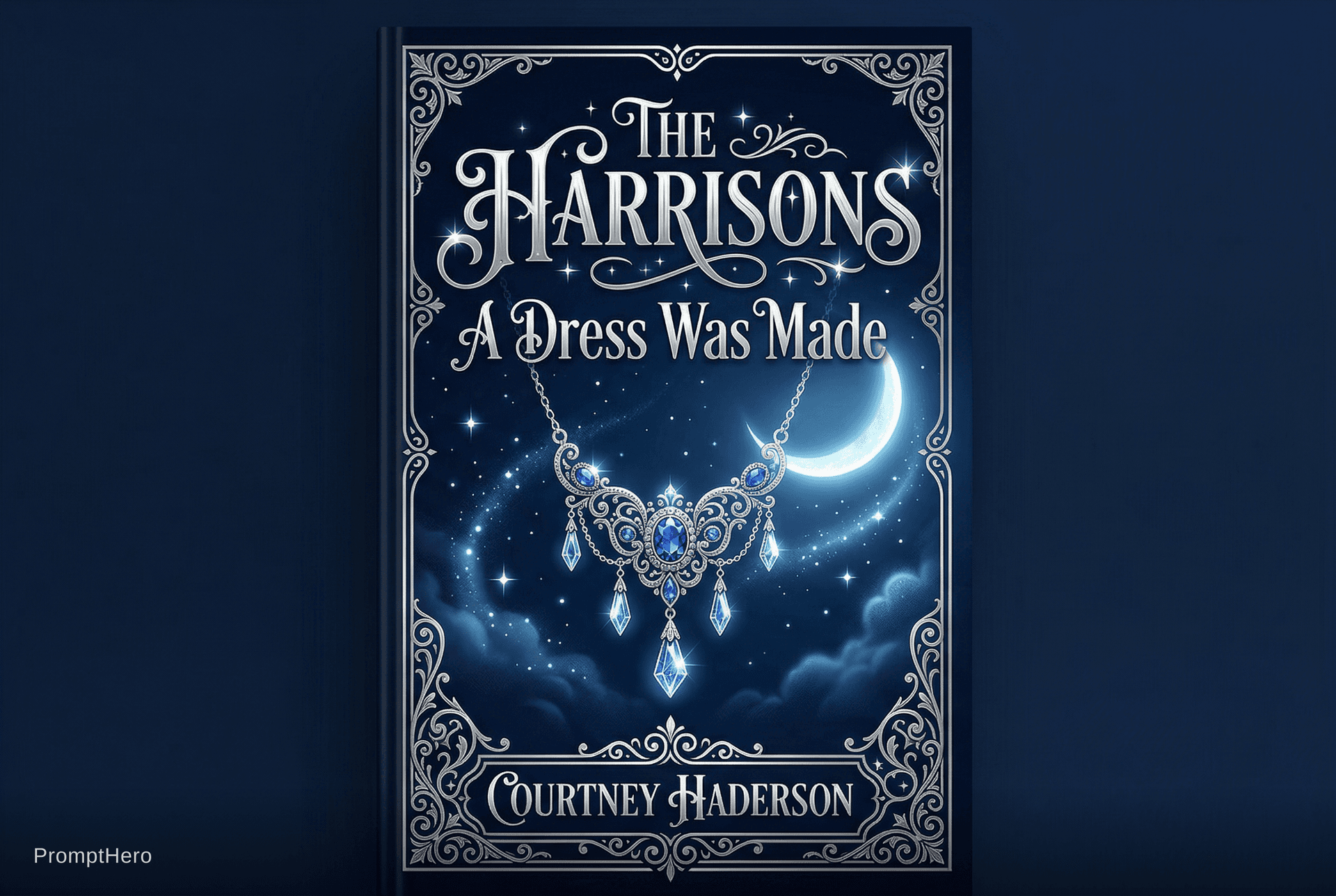 AI generated: Create a book cover in a vector illustration design. A deep dark blue background with a title “THE H...