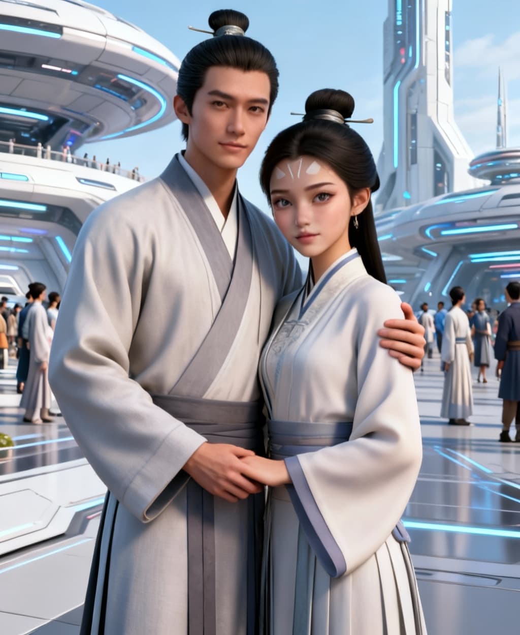 AI generated: Change image characters into an elegant, refined image of culture. Change expressive and emotional d...