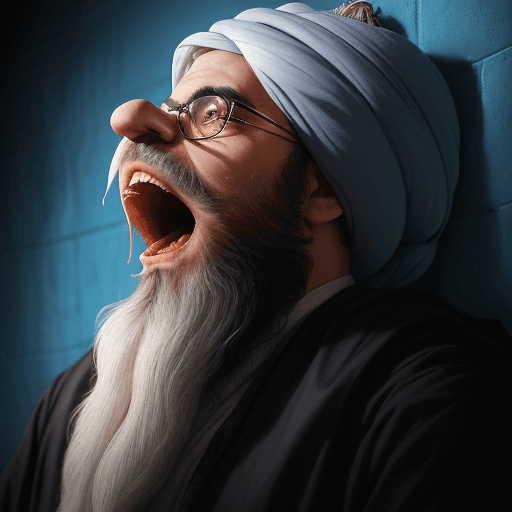AI generated: a close up of a mullah with its mouth open, film key art, by Charles Fremont Conner, full image, cle...