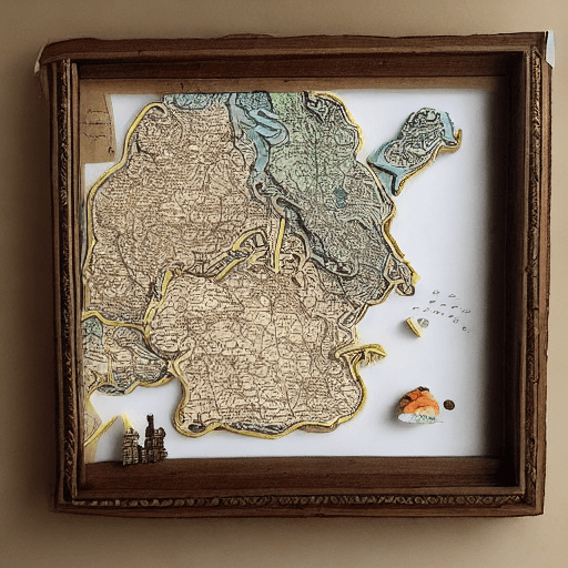 AI generated: ancient map, Paper quilling, paper cut art, paper illustration::5 very detailed, 8k::2