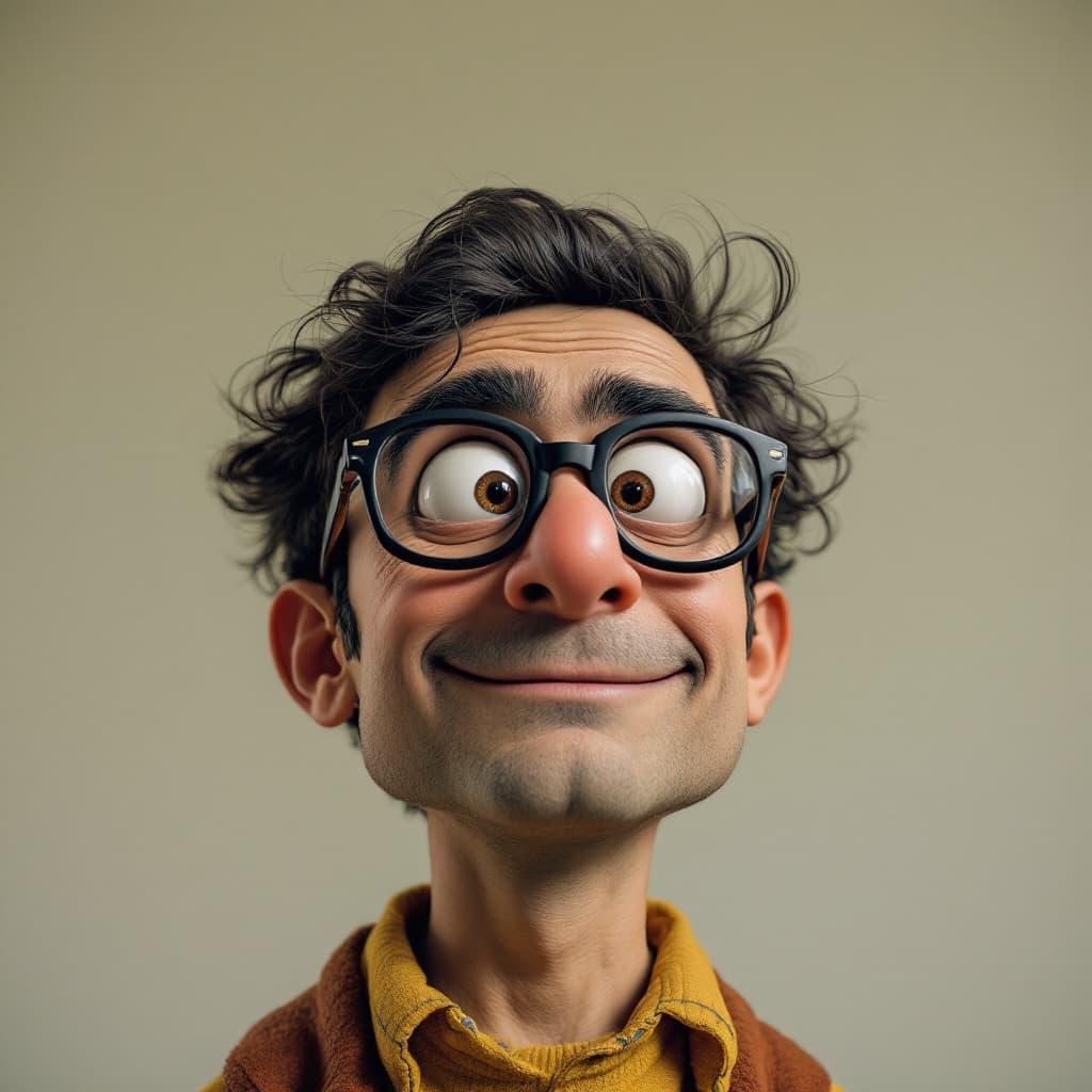 AI generated: generate funny intellectual image of a bengali charecter, mostly head shot