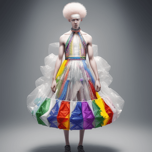 AI generated: Breaking fashion barriers with boldness and inclusivity. This albino male model dazzles in a unique ...