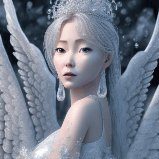 AI generated: an animated film about an angel and a woman in a silver dress, in the style of celebrity image mashu...
