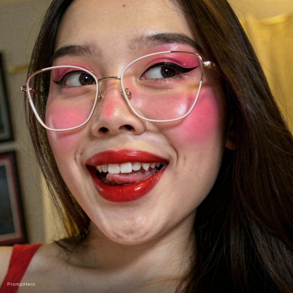 AI generated: "A close-up portrait focusing on a face with an ahegao expression, eyes rolled up to show the whites...