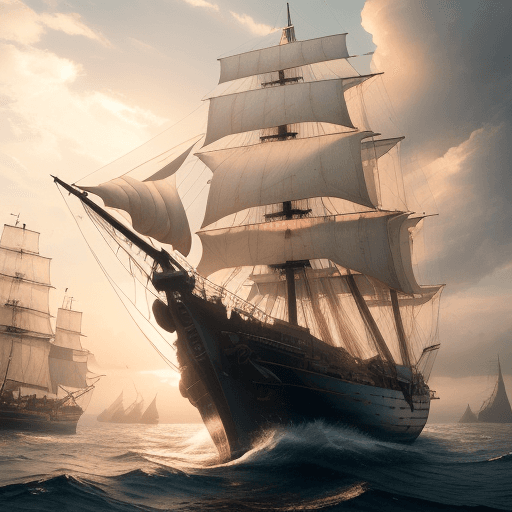 AI generated: Photo of a ultra realistic sailing ship, dramatic light, pale sunrise, cinematic lighting, battered,...