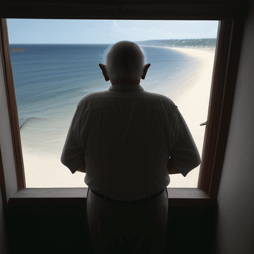 AI generated: a proffesional photo of an old man, dark ambiance, shiny day, high definition, handsome, happy looki...