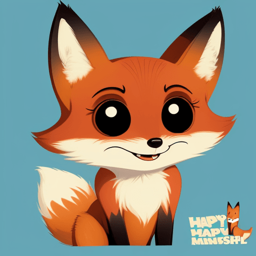 AI generated: A fox, cartoon style, retro style, flat, 2d, happy mood, big eyes, happy face,
