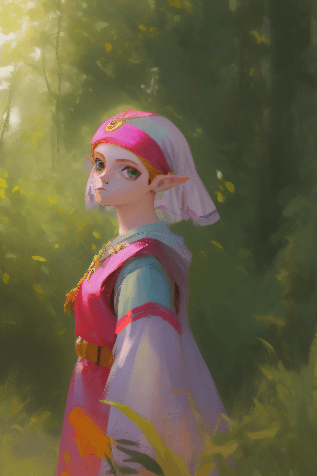 AI generated: masterpiece, best_quality, 1girl, solo, princess zelda, nintendo, the legend of zelda, oot, young ze...