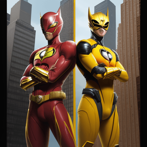 AI generated: This is a comic page 

Panel 1 
a tall African brown skin superhero,wearing a red suit with a yellow...