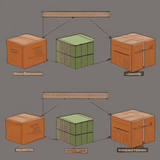 AI generated: Illustrate concept diagram for educational purposes shows relation between packages, crates, modules...