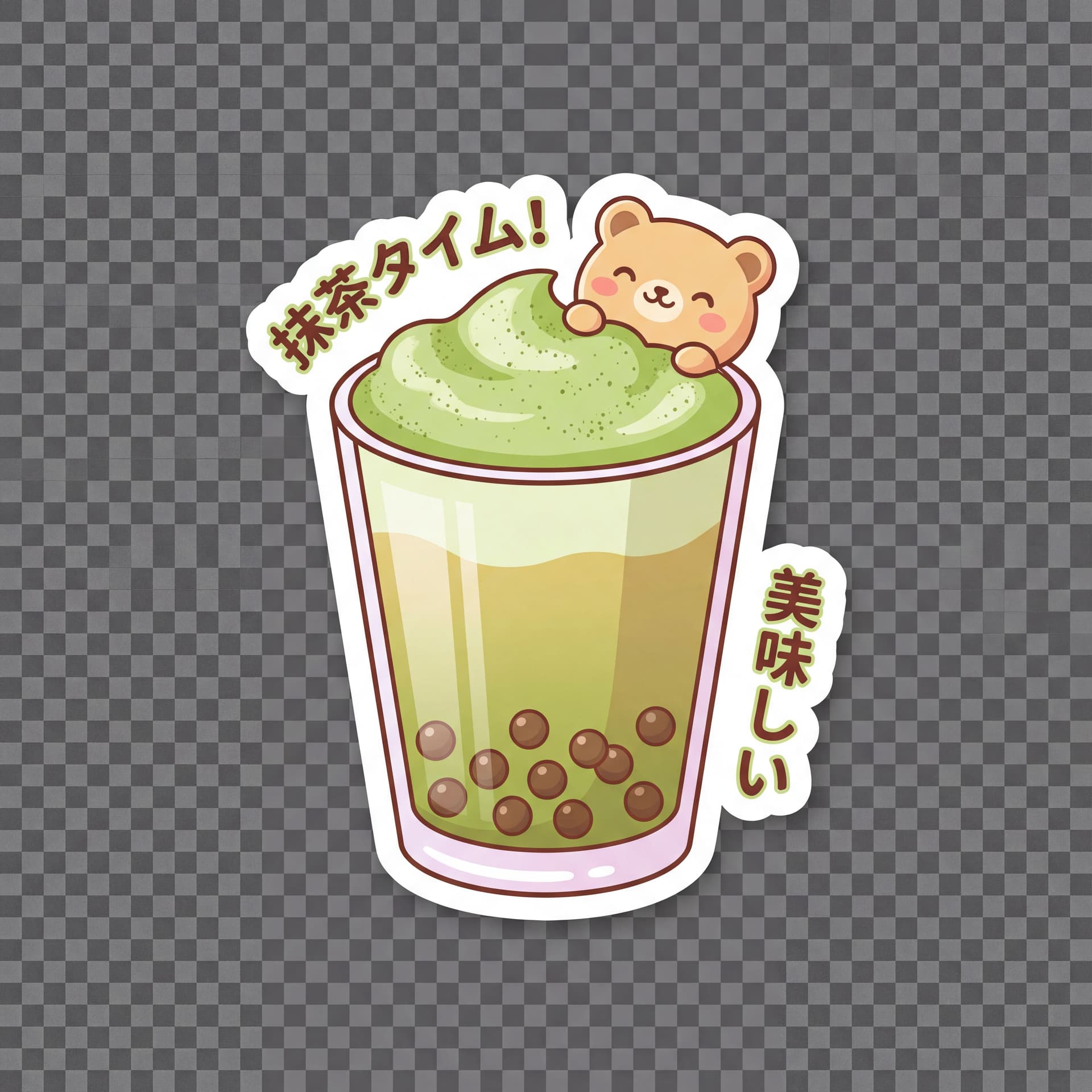 AI generated: Matcha drink japannes anime style png sticker