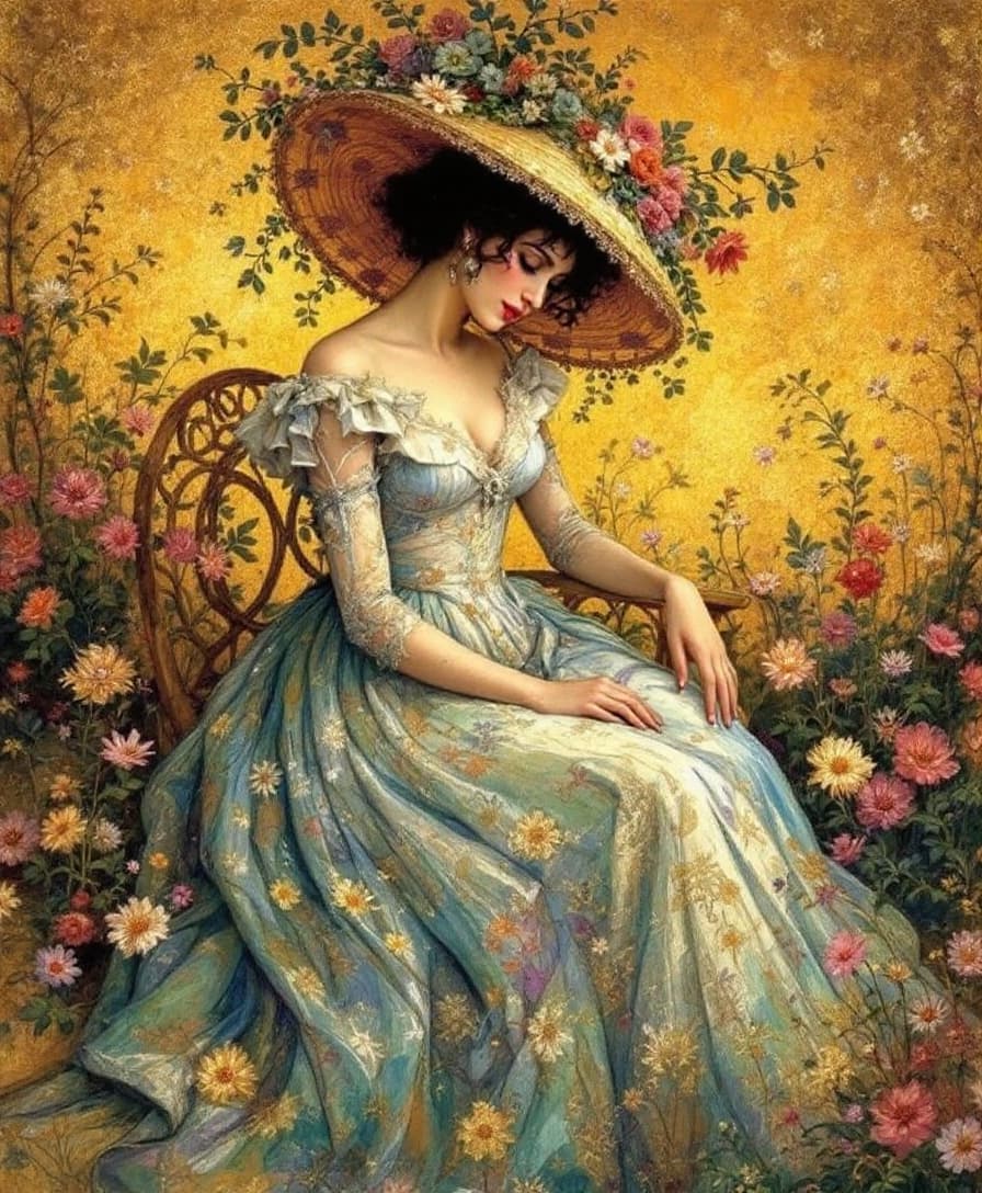 AI generated: Masterpiece), (("Madame Monet Embroidery (1875) by Claude Monet")), Inspired by the style illustrati...