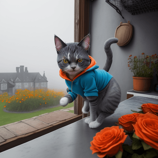 AI generated: The fog enshrouds the scene, creating an air of mystery, Raw photo, artistic photography, gray cute ...