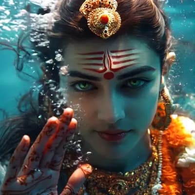 AI generated video: Swimming underwater, slow motion, subtle camera movement 