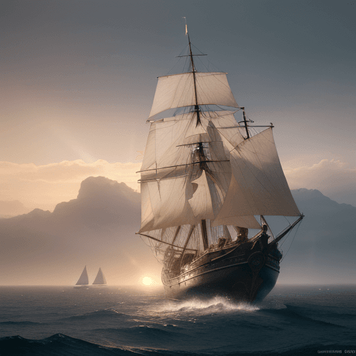 AI generated: Photo of a ultra realistic sailing ship, dramatic light, pale sunrise, cinematic lighting, battered,...
