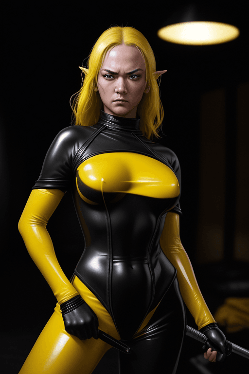 AI generated: Prompt: RAW photo, low key, cinematic composition, Middle earth, kill bill,  beautiful girl, rim lig...