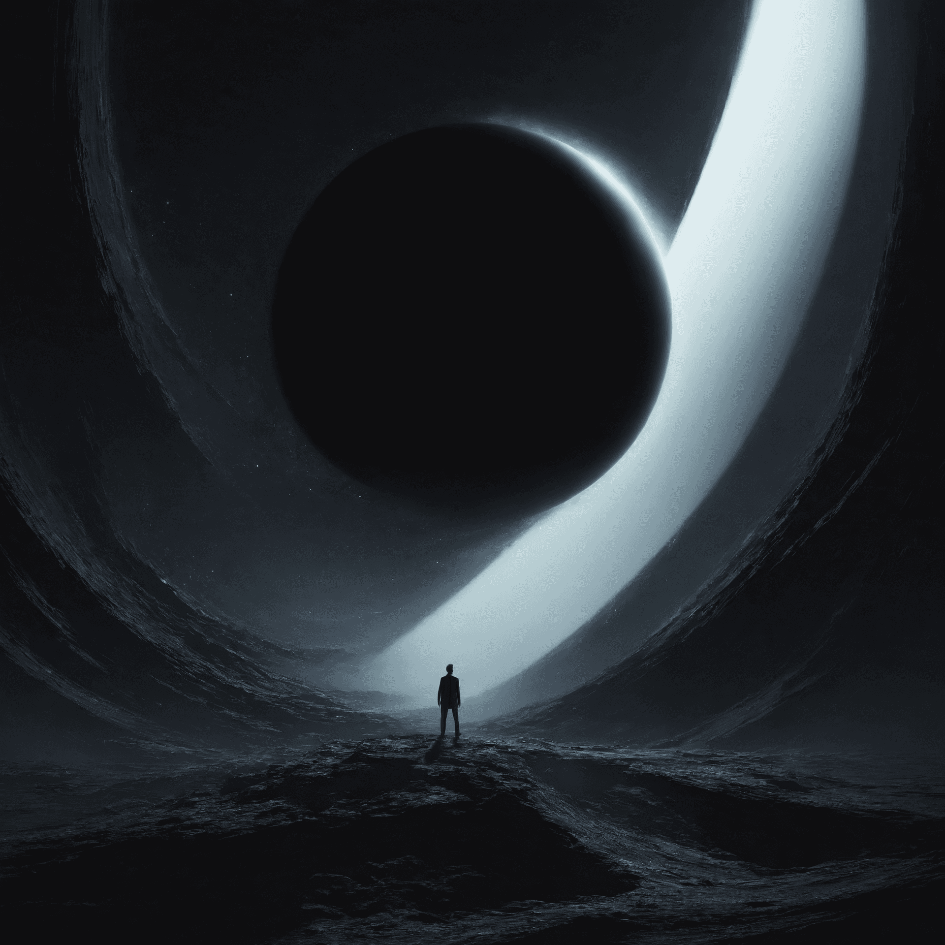 AI generated: concept art a black void starring back