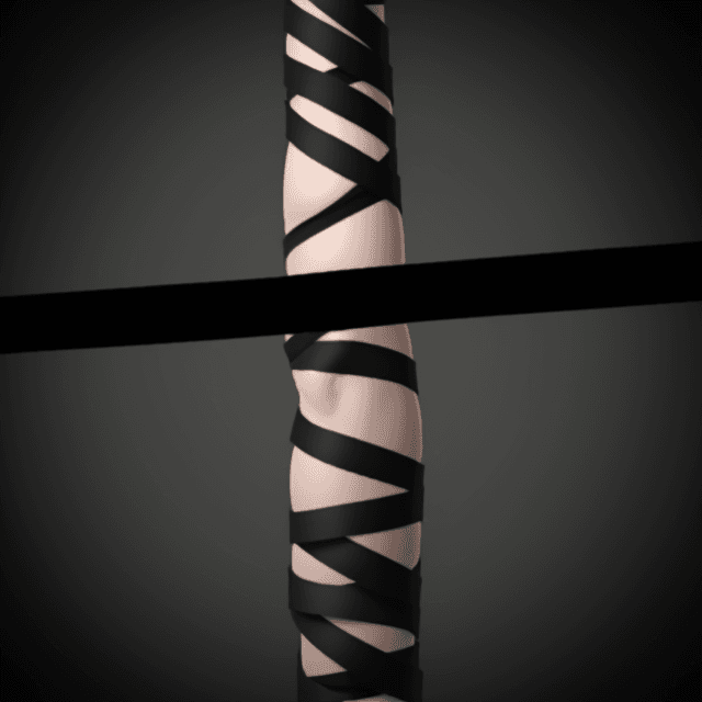 AI generated: black tape twisted in the air