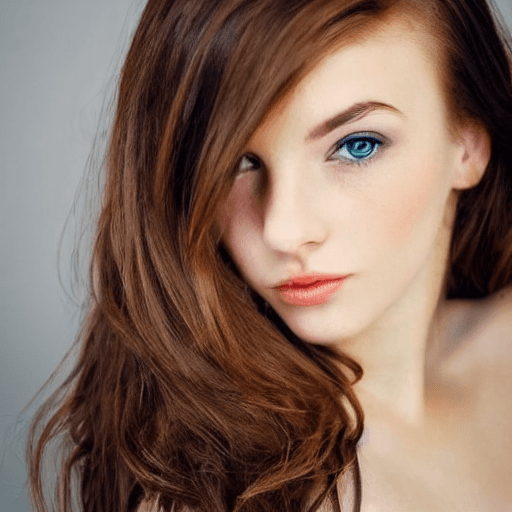 AI generated: beautiful girl with brown hair and green eyes