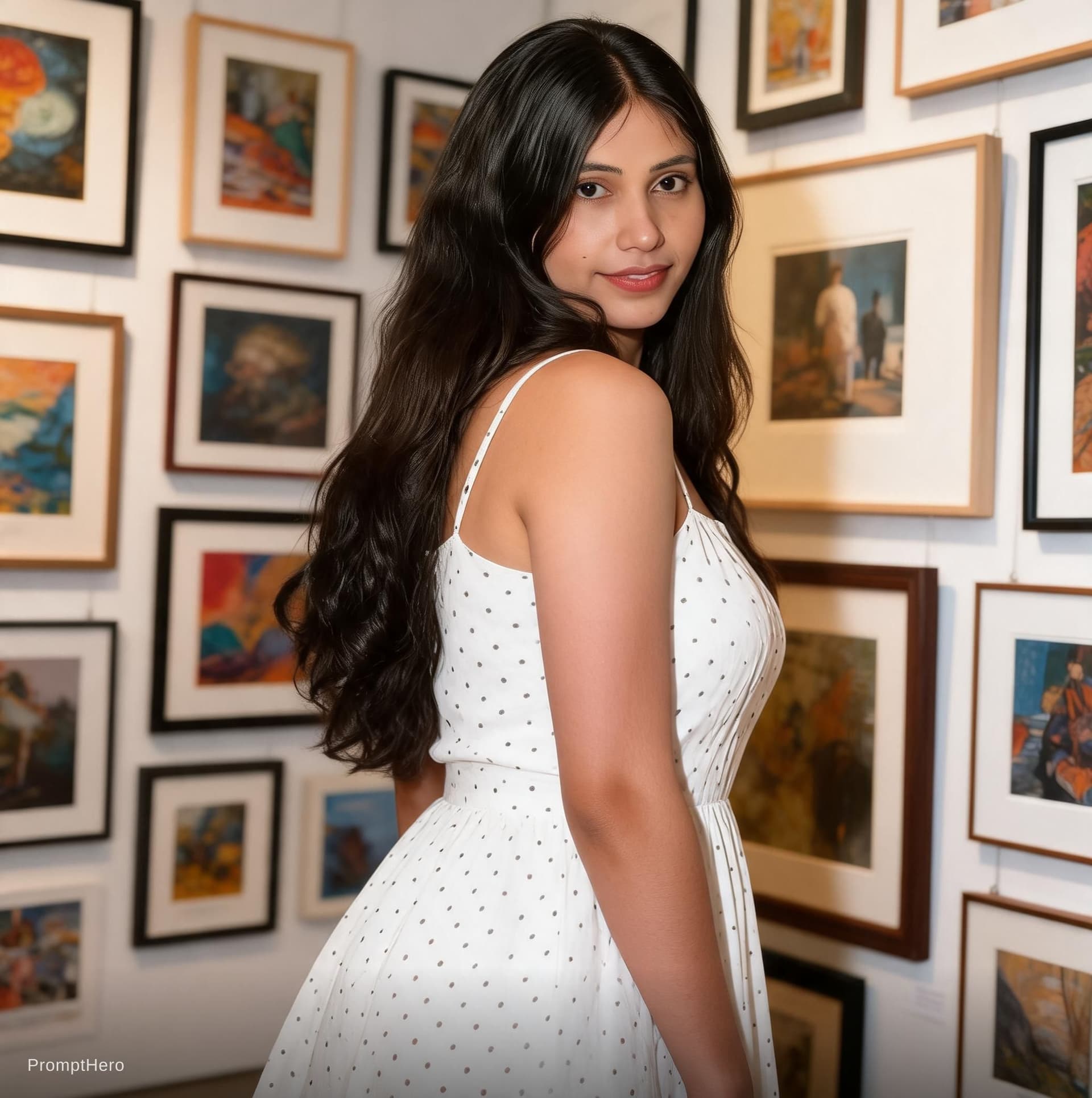 AI generated: Ultra-realistic 8K HD photography with skin detail. The image shows a young woman standing in front ...