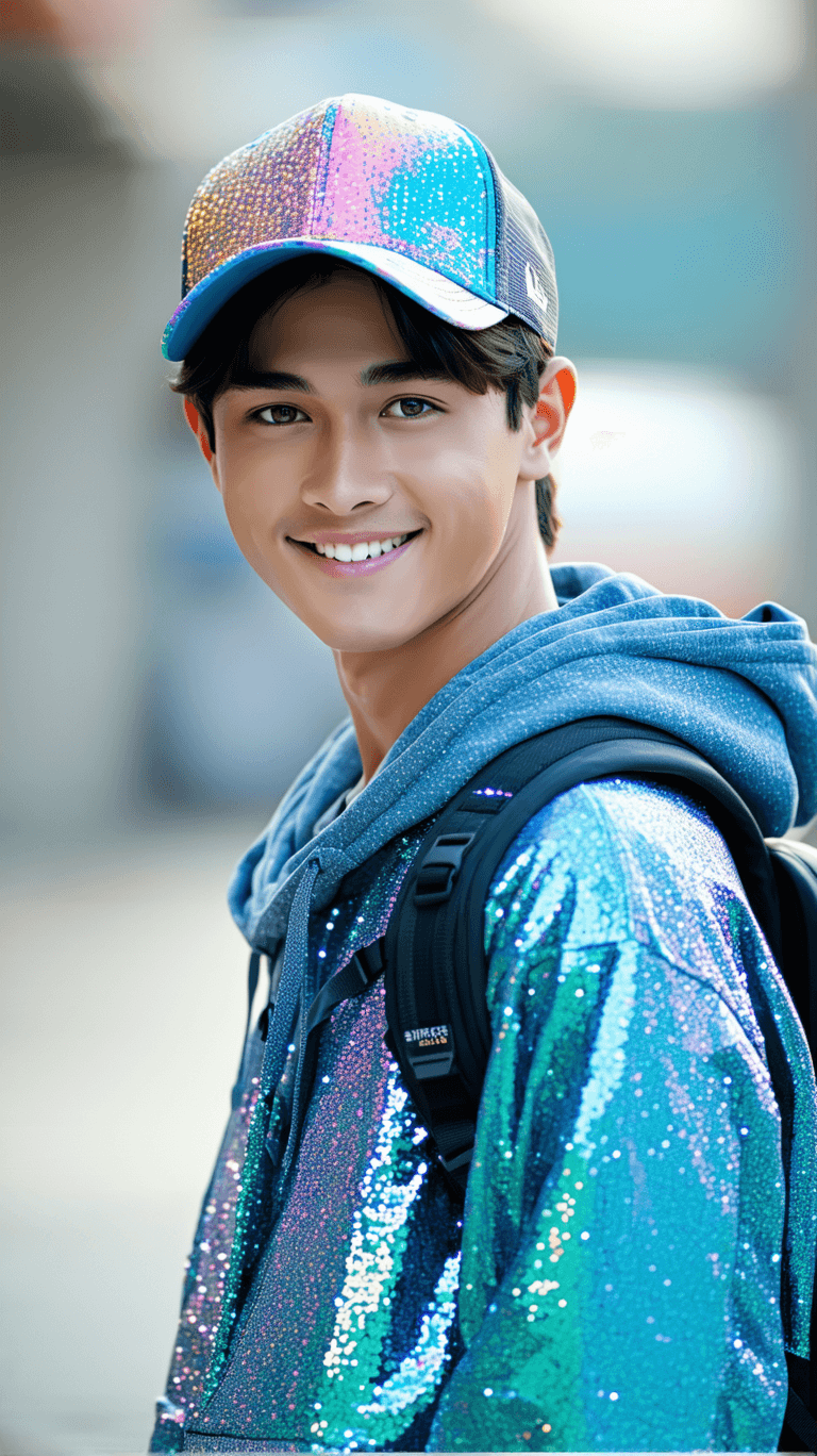 AI generated: High resolution photography Adolescent Boy, 22 years old, wearing a hat, always smile,Looking smart,...