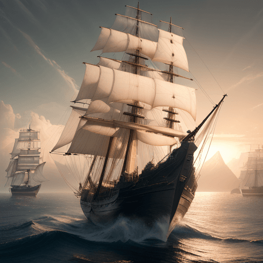 AI generated: Photo of a ultra realistic sailing ship, dramatic light, pale sunrise, cinematic lighting, battered,...