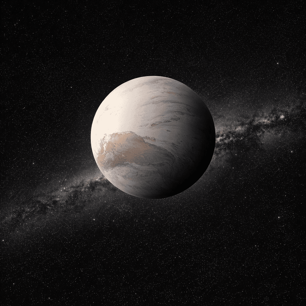 AI generated: A light grey planet, Floating in the vastness of outer space