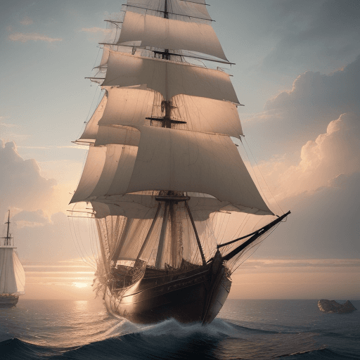 AI generated: Photo of a ultra realistic sailing ship, dramatic light, pale sunrise, cinematic lighting, battered,...