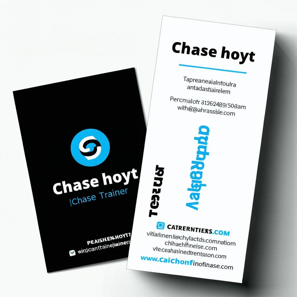 AI generated: Create a business card for a personal trainer named Chase hoyt with a fitness related theme
